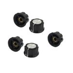 uxcell uxcell5 Pcs Black Silver Tone 24mm Top Rotary Knobs for 6mm Dia. Shaft Potentiometer