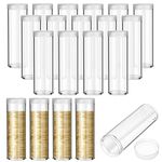 20 Pieces Coin Storage Tube Half Dollars Coin Tube Round Clear Coin Tubes Coin Container with Screw on Lid Coin Organizer for Coin Collection Supplies