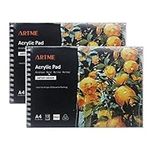 Artme A4 Acrylic Pad (2 Pack) - 12 Sheets/ 400gsm Extra Heavyweight/Cold Pressed/Acid Free for A Variety of Wet and Dry Media – Premium Quality Drawing Pad Sketchbook Acrylic and Gouache Painting