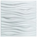 Kayra Decor 3D PVC Wall Panels, White Color Wave Design Pack of 18 Size 19.7" x 19.7" Area Cover 48.42 Sq.Ft Decorative Wall Tiles for Living Room, Bedroom, Office, Studio