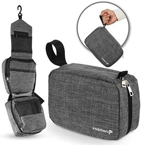 Fosmon Hanging Travel Toiletry Bag, Compact Toiletries Organizer, Cosmetic Makeup Portable Bag, Shower Bathroom Shaving kit, Hygiene Water-Resistant Carrying Travel Accessories for Men and Women