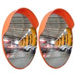 Convex Safety Mirror - 60CM, Round Safety Convex Mirror for Driveway, Wide Angle Visible High-Definition Convex Security Mirror with Plastic Body Perfect for Garages, Parking Lots (Outdoors Orange, 2)