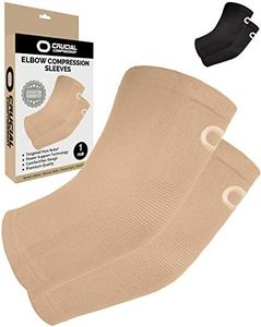 Elbow Brace Compression Sleeve (1 Pair) - Instant Support Elbow Sleeves for Tendonitis, Arthritis, Bursitis, Tennis Elbow, Golfers Elbow, Treatment, Workouts, Weightlifting, Pain Relief, Recovery