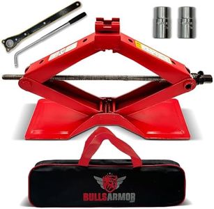 BullsArmor Scissor Jack Kit - 2 Ton (4,400 lbs) - Extra Wide Base - Universal Car Tool Kit with Ratchet & Lug Wrench - All-in-One Portable Emergency Case for Vehicle Lift & Tire Changes