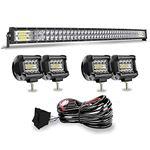 50" Curved 288W Led Bar Light Bars + 4Pcs 4in Off Road Driving Fog Lights with Rocker Switch Wiring Harness For Trucks Polaris RZR ATV Boats Can Am Commander Honda Lighting