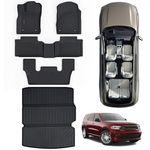 ALtraVos Floor Mats & Large Trunk Mat for 2016-2023 2024 Dodge Durango (6 Seats-2nd Row Bucket Seat),TPE All Weather Protection 3 Rows Car Floor Liners with Large Cargo Liners