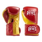 CLETO REYES High Precision Boxing Gloves with Hook and Loop Closure for Training and Heavy Punching Bags for Men and Women, MMA, Kickboxing, Muay Thai, 16 oz, Red Solid Gold