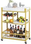 Azheruol Bar Cart Gold Marble with 