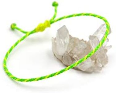 Bracelet Vert "Fluo" & Jaune "Fluo" Simple | Fin Cordon Souple de 2 mm | Tressé Avec Du Fil Ciré | Ajustable Unisexe et Résistant à l' Eau | Réf.#Bi9