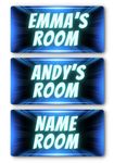 Childrens Bedroom Signs - Custom Personalised Neon Style Metal Name Plaque for Kids, Boys & Girls Home Decor, Nursery, Playroom Door - 20cm x 10cm (Neon Blue)