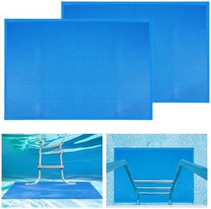 2 Pcs 36 * 24inch Pool Ladder Step Mat,Large Non-Slip Pad for Pools Protective,Outdoor Floor Mats, Restaurant Commercial Kitchen Entrance,0.2in Thickened Mats for Pool Slides Ladder Pool Stairs (blue)