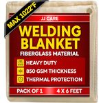 JJ CARE Heavy Duty Welding Blanket 4x6 ft Fiberglass Welding Curtain [850GSM Thick] Weld Blanket 24Sq Ft Welding Shield, Weld Curtain for Industrial and Home Use