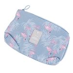 House of Quirk Multi-function Portable Digital Product Storage Electronic Accessories Travel Cable Organizer Pouch Shock-Proof Charger Data Line Bag - Grey Flamingo, Polyester