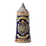 Amoy-Art Beer Stein Mug German Coats of Arms Drinking Stanley Viking Tankard with Petwer Lid for Birthday Gifts Men Father Husband 0.6 Liter