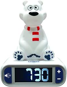 Lexibook Polar Bear Digital Alarm Clock for Kids with Night Light Snooze, Childrens Clock, Luminous, White, RL800PB