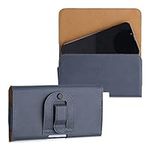 kwmobile Belt Clip Case Compatible with L - 6.5" - 16.3 x 9 cm Universal PU Leather Belt Clip Pouch Holster Cover - Blue Grey