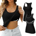 V FOR CITY Womens Tank Tops with Built in Bra Vest Tops Basic Tops Yoga Tops Going Out Ladies Tops 2 Pack M