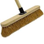 EDS 18” Broom Indoor Outdoor Soft Broom Sweeping Brush with Wooden Handle Natural Coco Bristles Floor Brush with Soft Bristles for Room Kitchen Warehouse 18” Soft Coco Bristles Broom (Pack of 1)