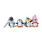 RainSound Polycarbonat Penguin Bird 3D Model Keychain- Pack Of 4 (10 X 3.5 X 2 Cm, Including Keyring), Black