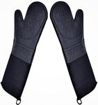 DoMii Professional Silicone Oven Mitts Baking Gloves Elbow Length Heat Resistant Quilted Gloves 2-Pack 19.5" Y