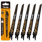 TOLESA Reciprocating Saw Blade Bi-Metal Cobalt for Sawzall Saw 6-Inch 6TPI Nail-Embedded Wood - 5 Pack