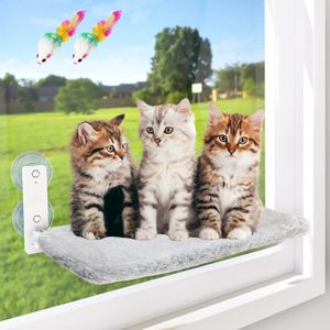 Foldable Cat Window Perch | Cordless Cat Hammock | Foldable Cat Bed with 4 Suction Cups | 2 Free Toy Rats Included