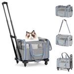 UNICITII Pet Carrier for Small Dog Cat, Airline Approved Dog Carrier with Wheels Soft Sided Dog Rolling Crate Cat Travel Bag up to 20 Lbs Pet Strollers for Small Pets