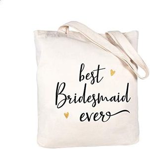 Caraknots Women Best Bridesmaid Ever Tote Bag Wedding Bridal Shower Gifts Canvas Shoulder Bag with Interior Pocket 100% Cotton