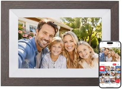 Frameo Digital Picture Frame WiFi 10.1inches Digital Photo Frame, Electronic Photo Frame Load from Phone, 1280x800 IPS Touch Screen HD Display, Auto-Rotate, Share Photos/Video-Great Gift(Brown Wood)