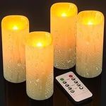 SoulBay Flameless Candles with Remote, 4pcs Outdoor Waterproof Battery Operated Flickering Dimmable LED Candles, 5" x 2.2" Fake Candles with Timer for Table Bathroom Patio Yard Outside Decor