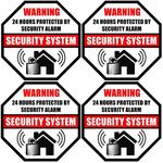 Front Adhesive Vinyl (4 Pack) Home Business Security Burglar Alarm System Window Door Warning Alert Sticker Decals - Single Size 89mm X 89mm