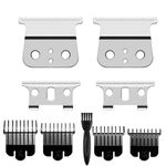 2 Pack T Outliner Blades for Andis T Outliner, Andis GTX Replacement Blade, T Liner Clipper and Trimmer Blade (Silver Steel T Blade + Silver Steel Blade)