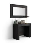 Mobili Fiver, Easy, Extendable Console Table with extension leaves holder, 45(305) x 90 cm, Black, Made In Italy