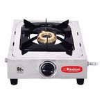 Khaitan 1 Burner Classic Stainless Steel Manual Gas Stove 1 Year Warranty (ISI Certified & BIS Approved)