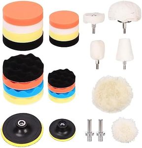 Tanstic 26Pcs 3" 5" Car Foam Drill Polishing Pad Kit, Buffing and Polishing Pad Kit Including Flat and Wave Foam Polish Pads Sponge Buffing Pads Woolen Buffer Pads Drill Adapter Buffing Wheels