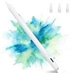 Variglas Pen for iPad 2018-2026 - 2X Charge Rapid, Tilt Sensitivity, Palm Rejection, Stylus Pencil Compatible with iPad A16/6-11 Gen, Pro 11/12.9/13 Inch, Air M2/M3/5/4/3, Mini 5/6/7(Pure white)