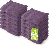 Utopia Towels Premium Washcloth Set, 12 by 12 Inches, 600 GSM 100% Cotton Face Cloths, Highly Absorbent and Soft Feel Fingertip Towels, 12 Pack, Plum