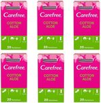 Carefree Cotton Aloe Pantyliners 120-Pack (6x20) - Daily Comfort and Protection