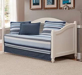 Linen Plus 5pc Daybed Cover Set Quilted Bedspread New (Blue Stripe)