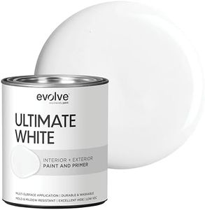 EVOLVE Ultimate White Paint & Primer in One, Flat White, 1 Quart – Interior & Exterior, One-Coat Coverage, Excellent Hide, Low Odor, Low VOC, Washable Paint for Walls, Ceilings & Trim