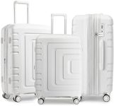 Sea choice Luggage Sets Expandable 3 Piece 20+24+28 Inch Hard Shell Polypropylene Suitcase Set Lightweight Durable Trolley Travel Cabin 8 Spinner Wheel Luggage with TSA Lock YKK Zipper