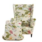CRFATOP 2 Piece Stretch Wingback Chair Cover Printed Wing Chair Slipcovers Spandex Fabric Wingback Armchair Covers With Elastic Bottom For Living Room Bedroom Wingback Chair,06, Multicolor