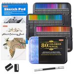 Shuttle Art 80 Colored Pencils, Soft Core Coloring Pencils with Coloring Book, Sketch Pad and Sharpener, Premium Color Pencils for Adult Coloring, Sketching and Drawing, Art Supplies for Kids & Adults