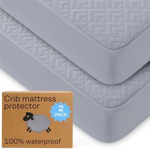Crib 2 Pack 100% Waterproof Mattress Protector, Soft Breathable Crib Mattress Protector with Deep Pocket, Crib Mattress Pad for Toddler and Baby (52x28, Gray) - Viscose Made from Bamboo