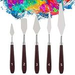 KELIFANG 5 Pieces Painting Knives Stainless Steel Palette Knife Set, Paint Scraper Oil Paint Accessories for Oil Painting, Acrylic Painting, Color Mixing and Thick Paint Applications