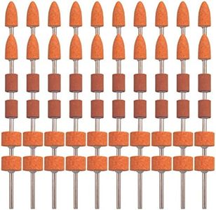 SHITIME 60 Pack Grinding Stone Set 1/8" Shank, Sanding Drill Bit for Rotary Tool Flap Wheel for Grinding, Polishing, Deburring Ferrous Metal, 2 Shaped and 3 Sizes(Orangage, Aluminum Oxide)