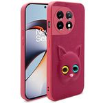 Pikkme OnePlus 11R Back Cover for Girls | Cute Cat Leather Finish | Soft TPU | Case for OnePlus 11R (Pink)