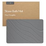 Natureva Home - Stone Bath Mat | Super Absorbent, Quick Dry, Non Slip | Modern Diatomite Bathroom Mats | Made of Natural Diatomaceous Earth | Absorbing Water Instantly | Design Flow | Colour Graphite