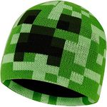 Minecraft Beanie Hat - Creeper Kids Winter Set Warm Winter Hat - Gaming Gifts for Boys (Green Beanie, S/M)