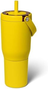 BrüMate Resa 35oz 100% Leakproof Travel Tumbler with Handle & Straw | Flexible SoftSip Straw | Silicone Sleeve for Durability | Stainless Steel | Cup Holder & Travel Friendly Water Bottle (Pineapple)